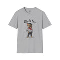 4 Paws Society grey 100% cotton t-shirt with a French bulldog graphic wearing a beret and striped shirt.