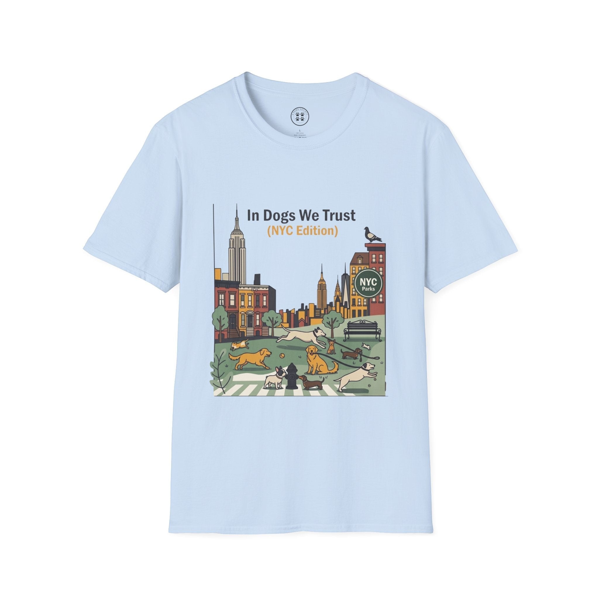 4 Paws Society light blue 100% cotton t-shirt with